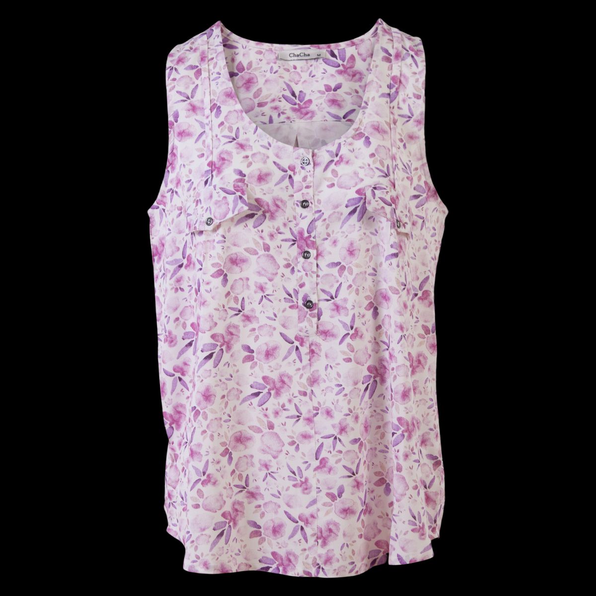 ChaCha Dame Top - Print 5 Rose - 2XL