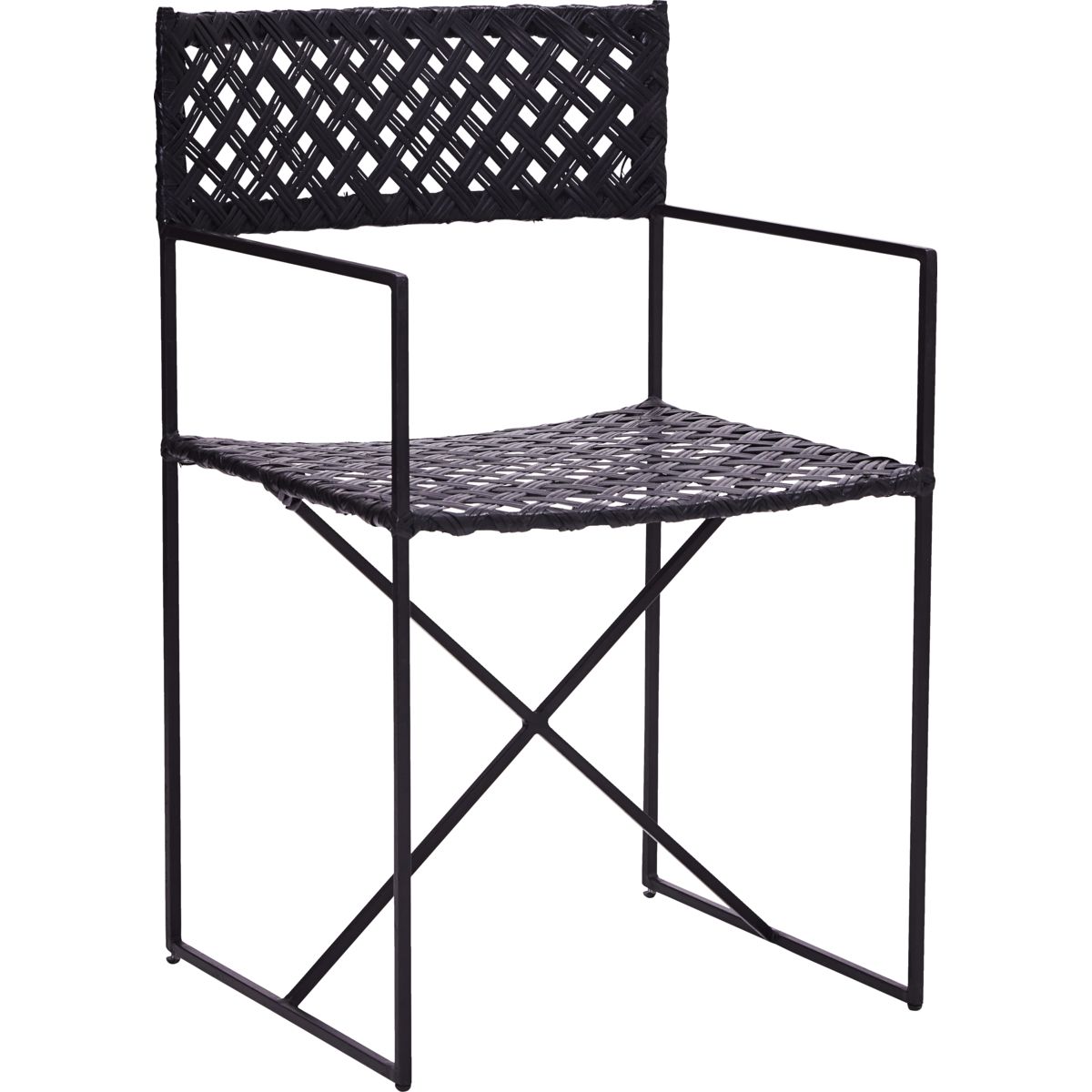 Chair, HDOscar, Black - Black / Rattan , Frame: Wrought iron / l: 50 cm, w: 45.5 cm, h: 80 cm