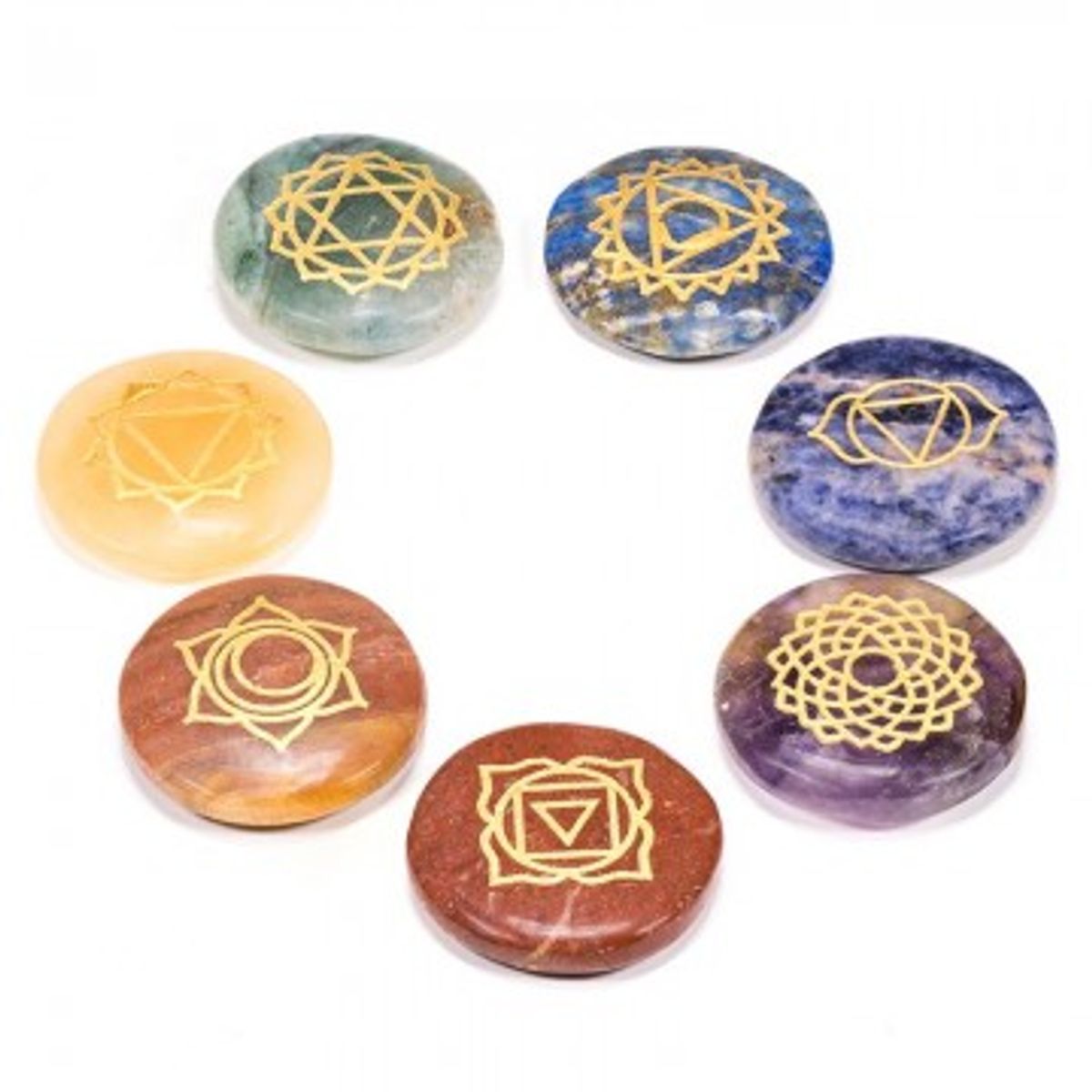 Chakra symbol krystal sæt flade - Chakra diverse - GodKarmaShop