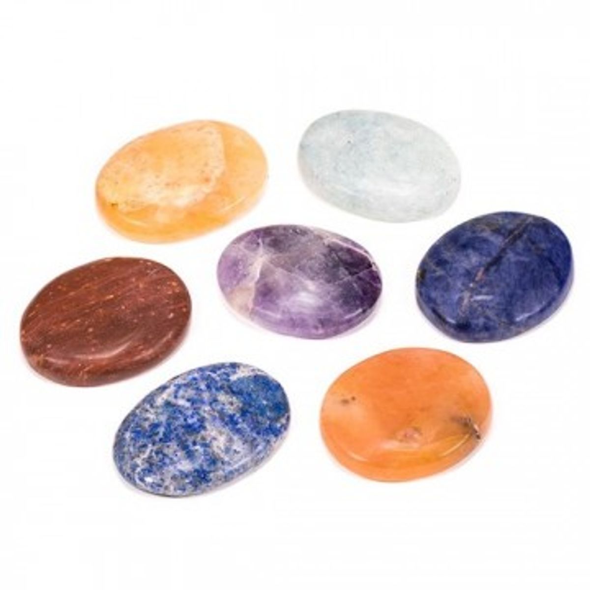 Chakra sæt - 7 oval ædelsten - Chakra diverse - GodKarmaShop