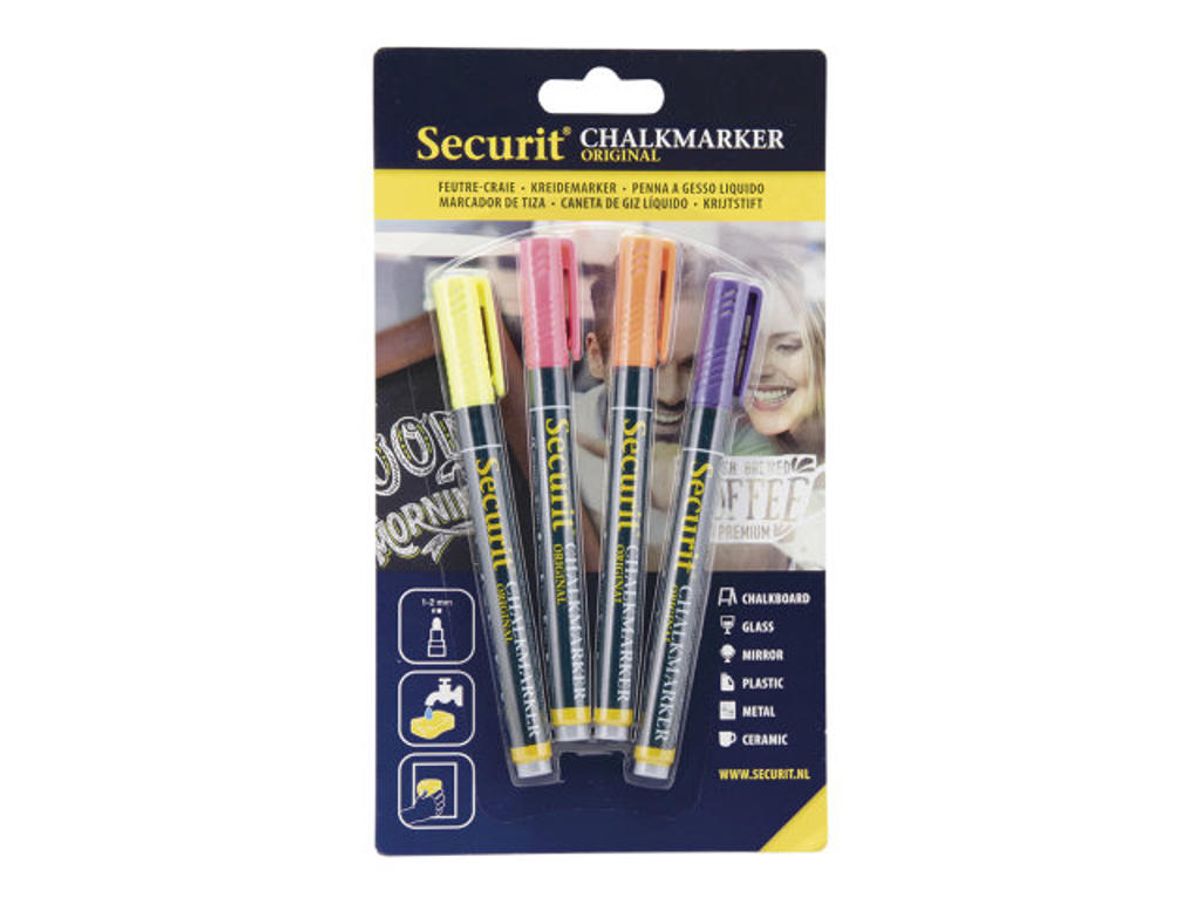 Chalkmarker Securit | ass. Tropical | 1-2mm | 4 stk