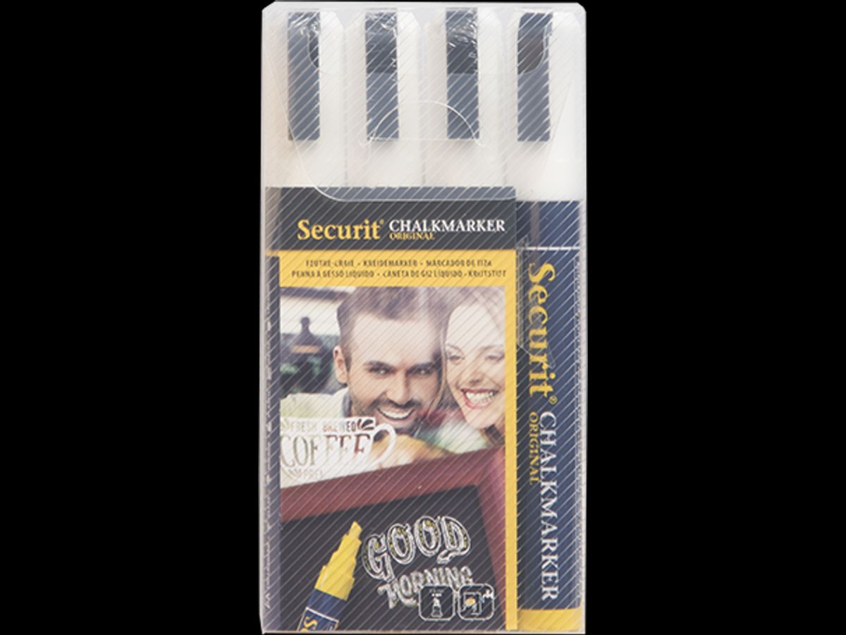 Chalkmarker Securit | Hvid | 2-6mm | 4 stk