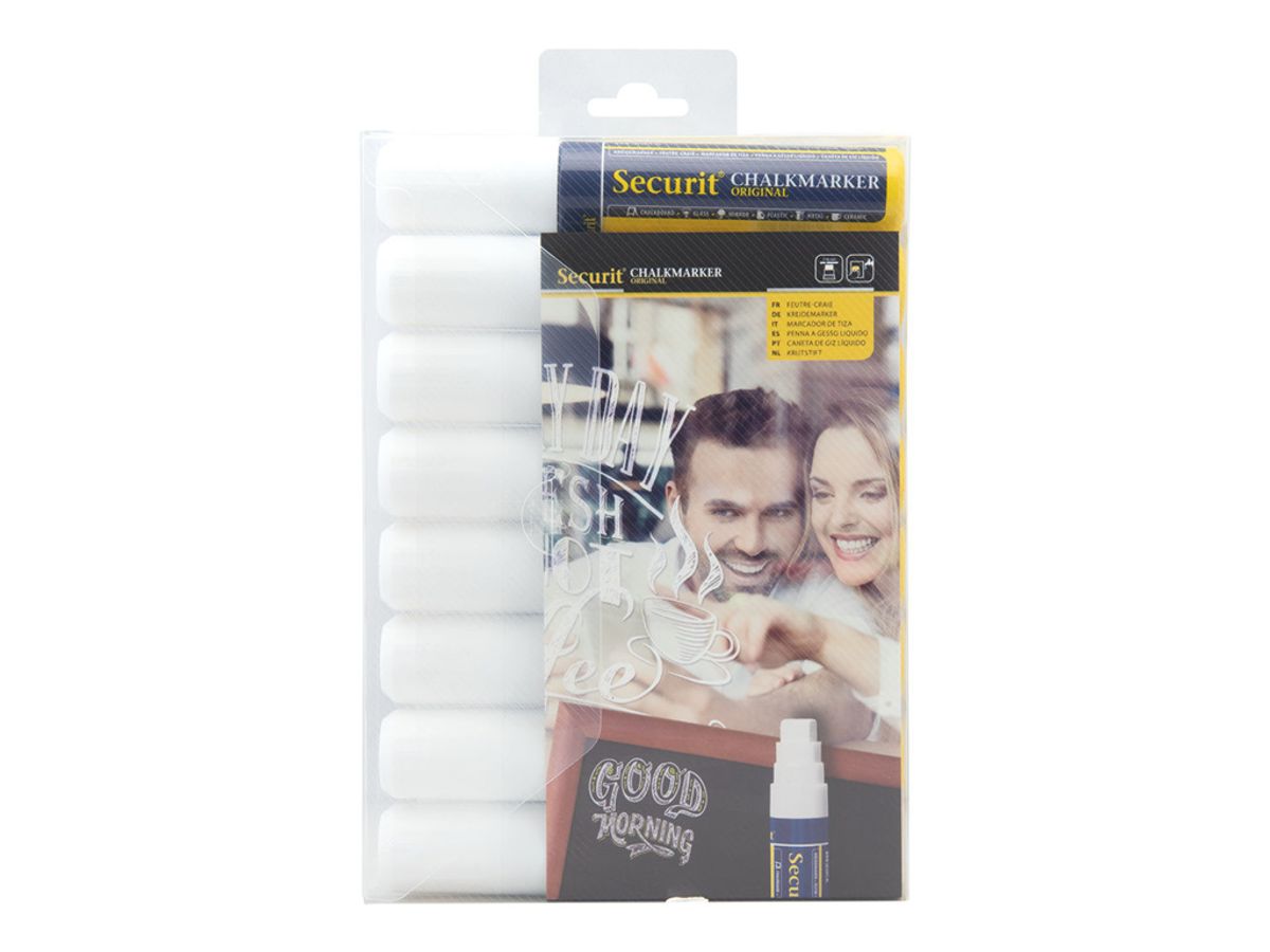 Chalkmarker Securit | Hvid | 7-15mm | 8 stk