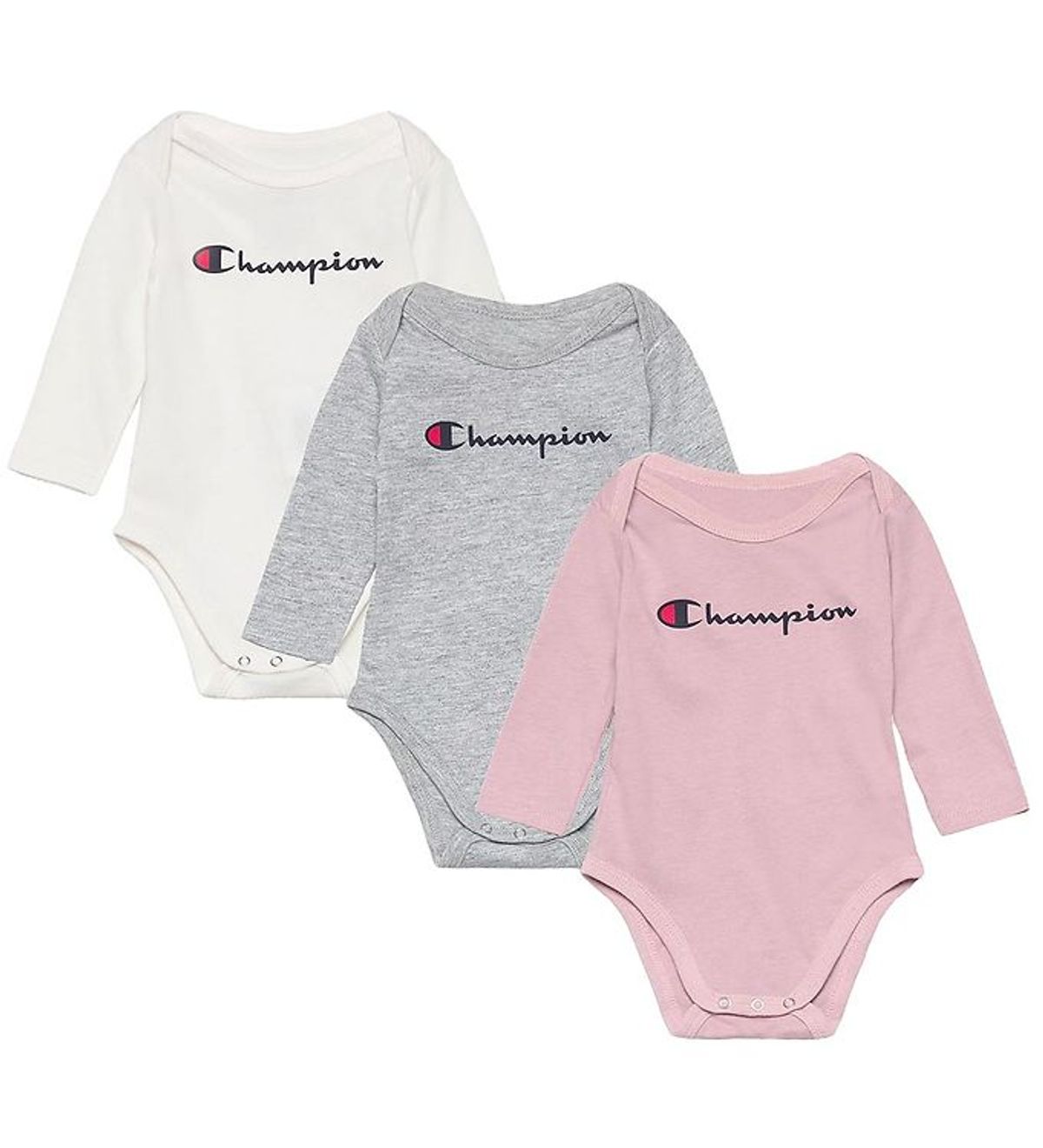 Champion Body l/æ - 3-Pak - Dusty Rose/Grå Melange/Hvid