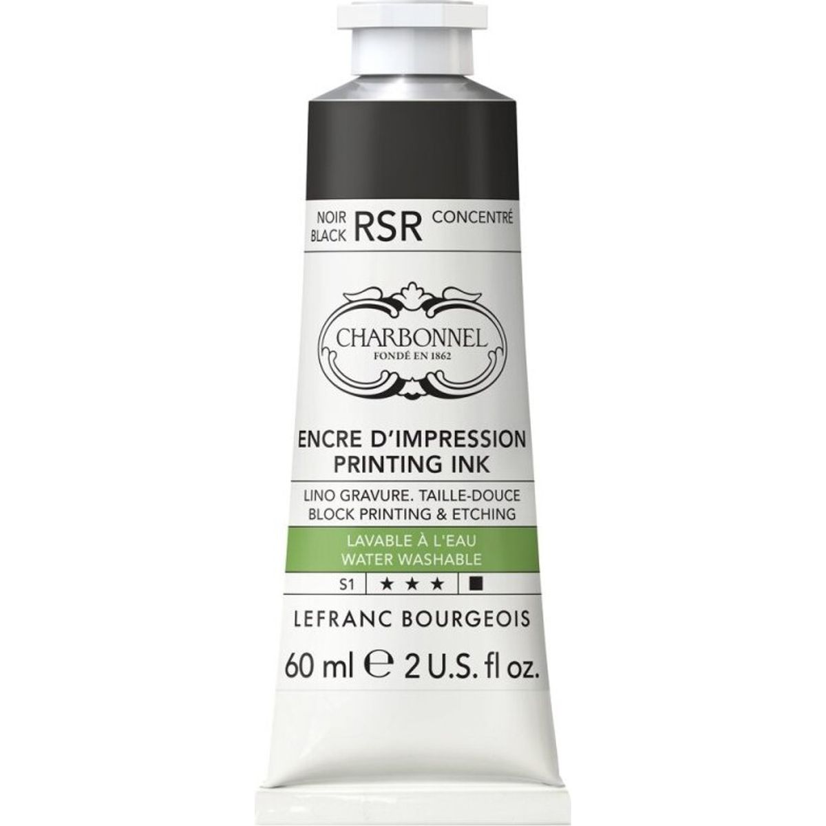 Charbonnel - Printing Ink Blæk - Sort Rsr 60 Ml