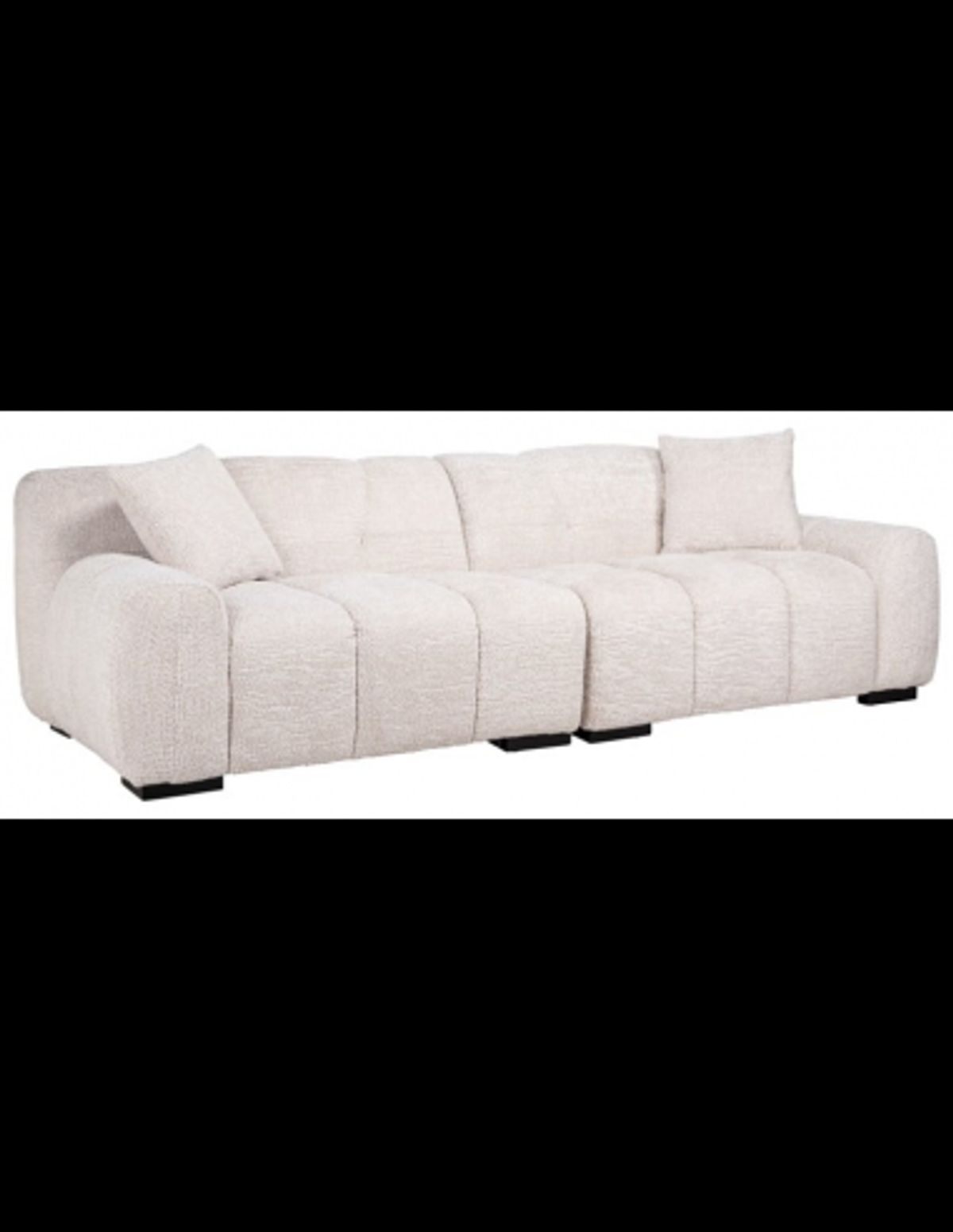 Charelle 3-personers sofa i chenille 250 x 108 cm - Sort/Creme