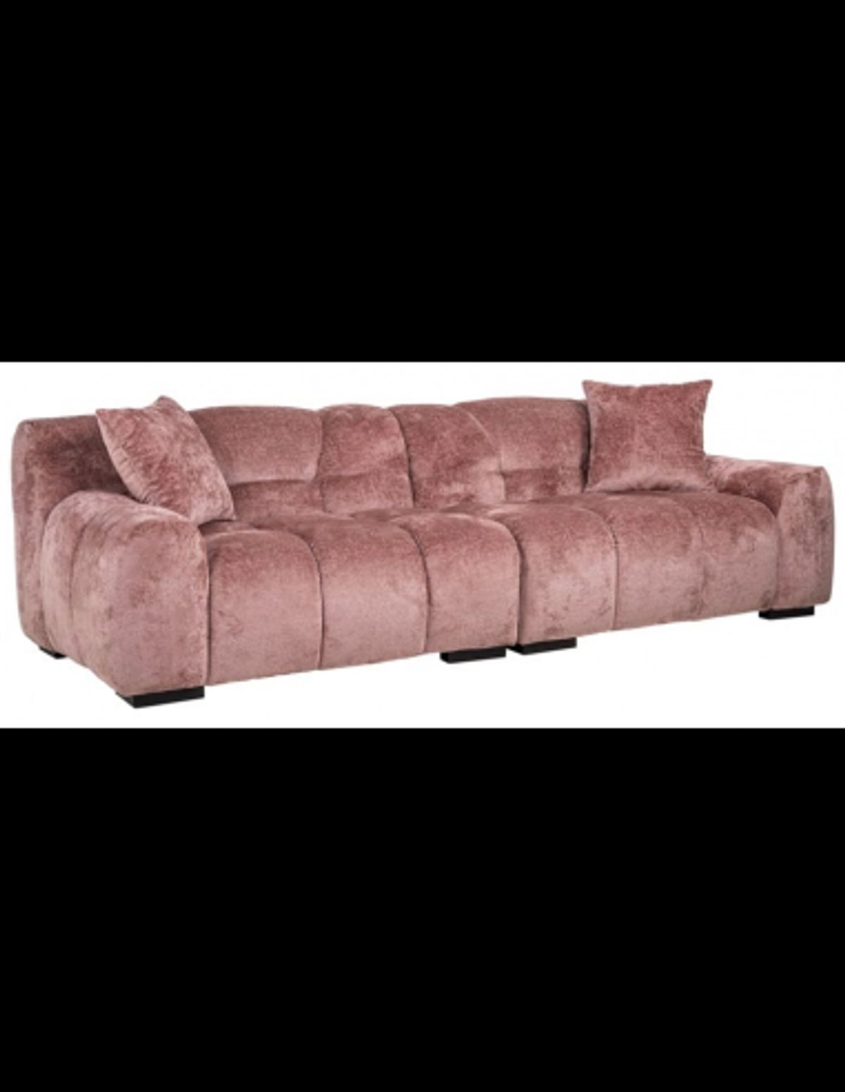 Charelle 3-personers sofa i chenille 250 x 108 cm - Sort/Pink