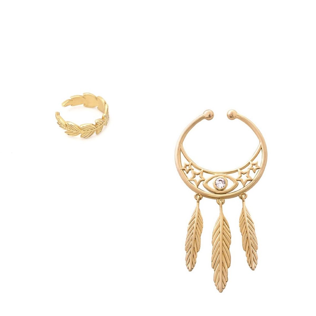 #ChasingFeathers Øreringe / Earcuffs - 2 pak - 18 karat guldbelagt Sterling sølv - SPAR 99 KR.