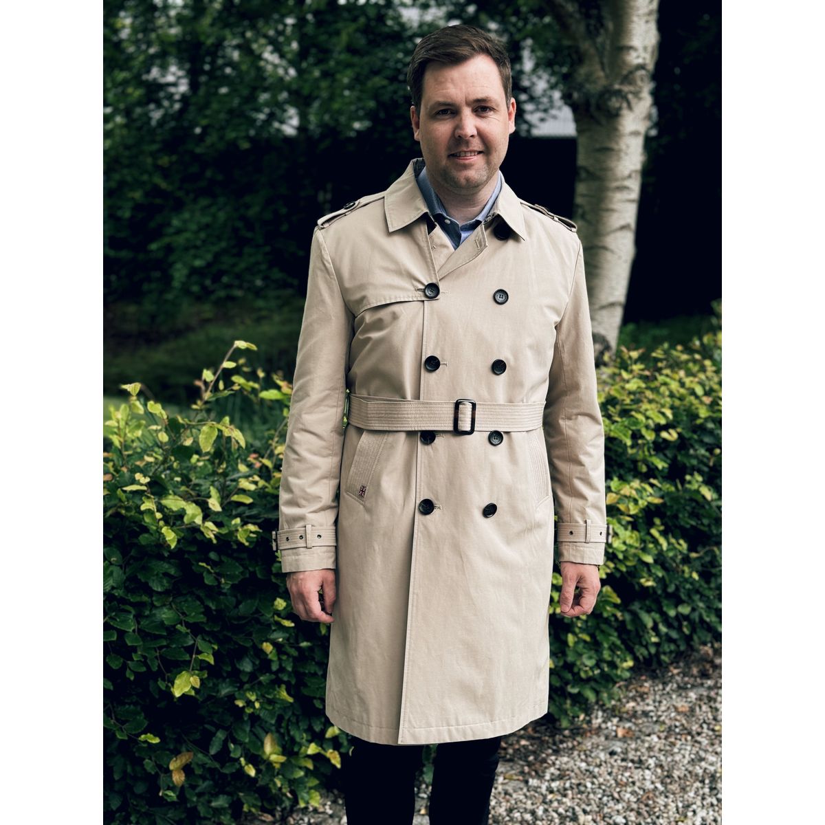 Chelsea mens trench coat, beige - 44 EU / XXS