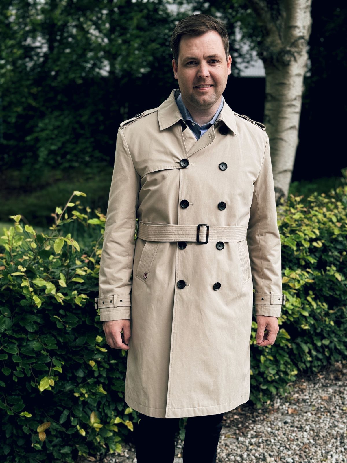 Chelsea mens trench coat, beige - 48 EU / S