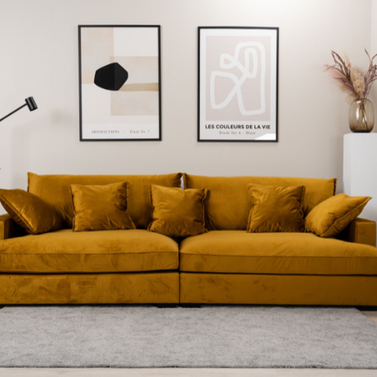 Chelsey flydersofa | 3 personers sofa gul velour