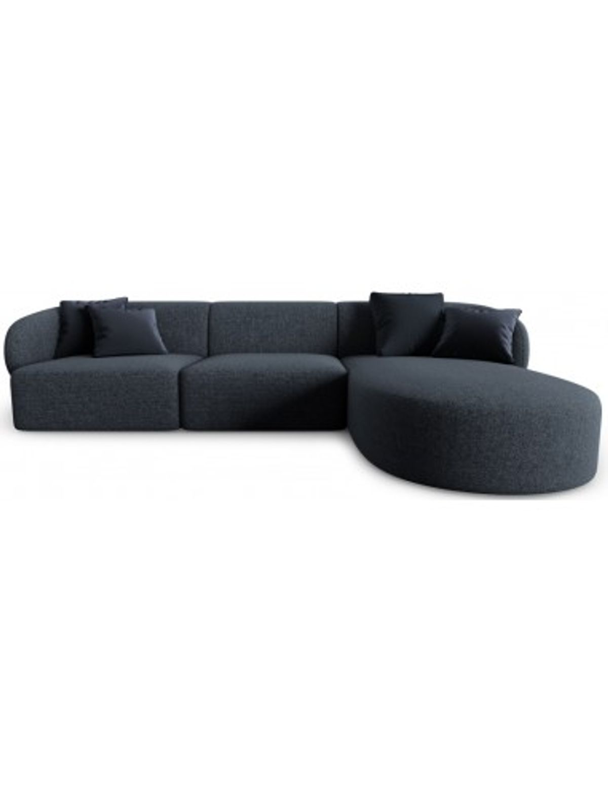 Chiara højrevendt chaiselong sofa i chenille B259 x D155 cm - Sort/Blå melange