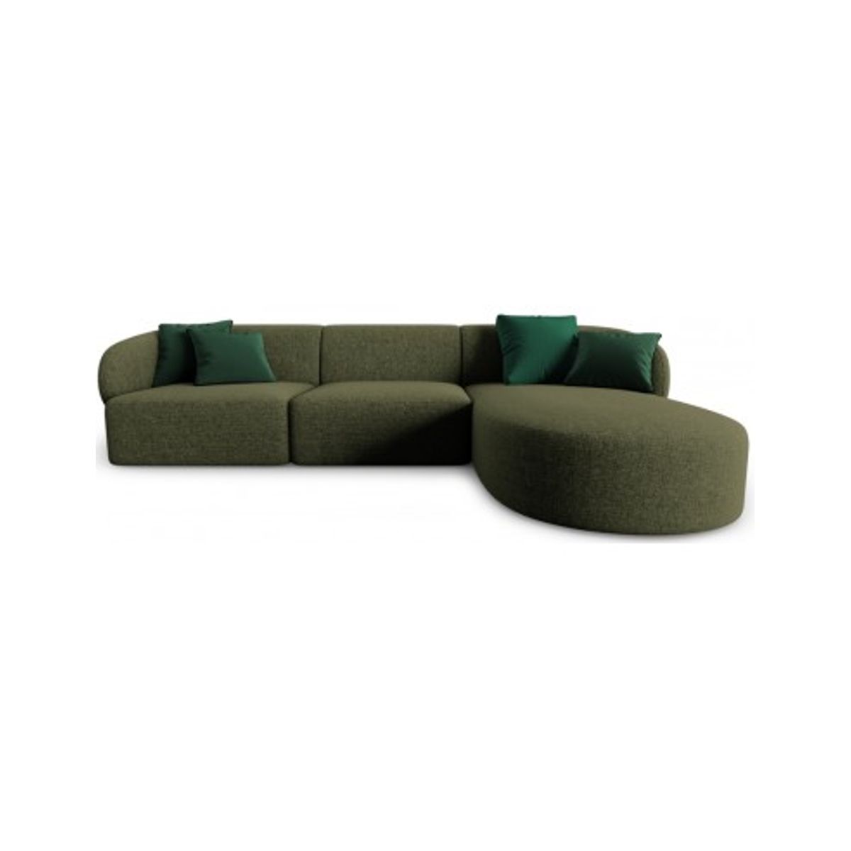 Chiara højrevendt chaiselong sofa i chenille B259 x D155 cm - Sort/Grøn