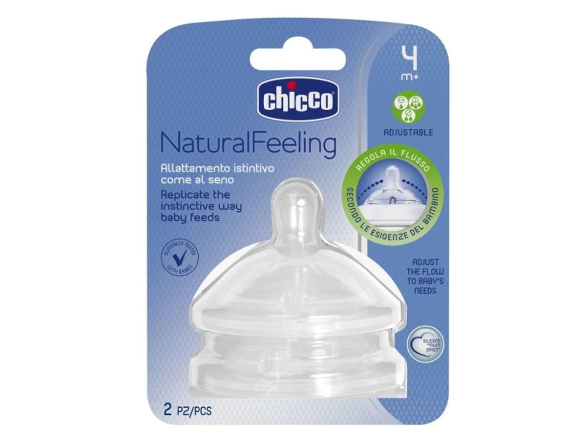 Chicco Chi Flaskesutter I Silikone Natural Feeling, 2 Stk (Justerbart Flow)