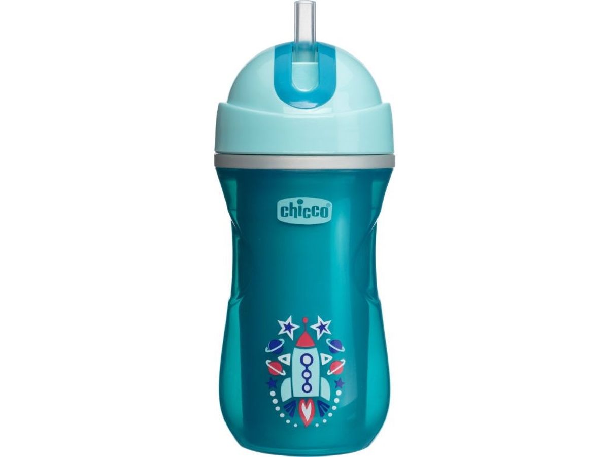 Chicco Drypkop Med Sugerør 260 Ml Blå