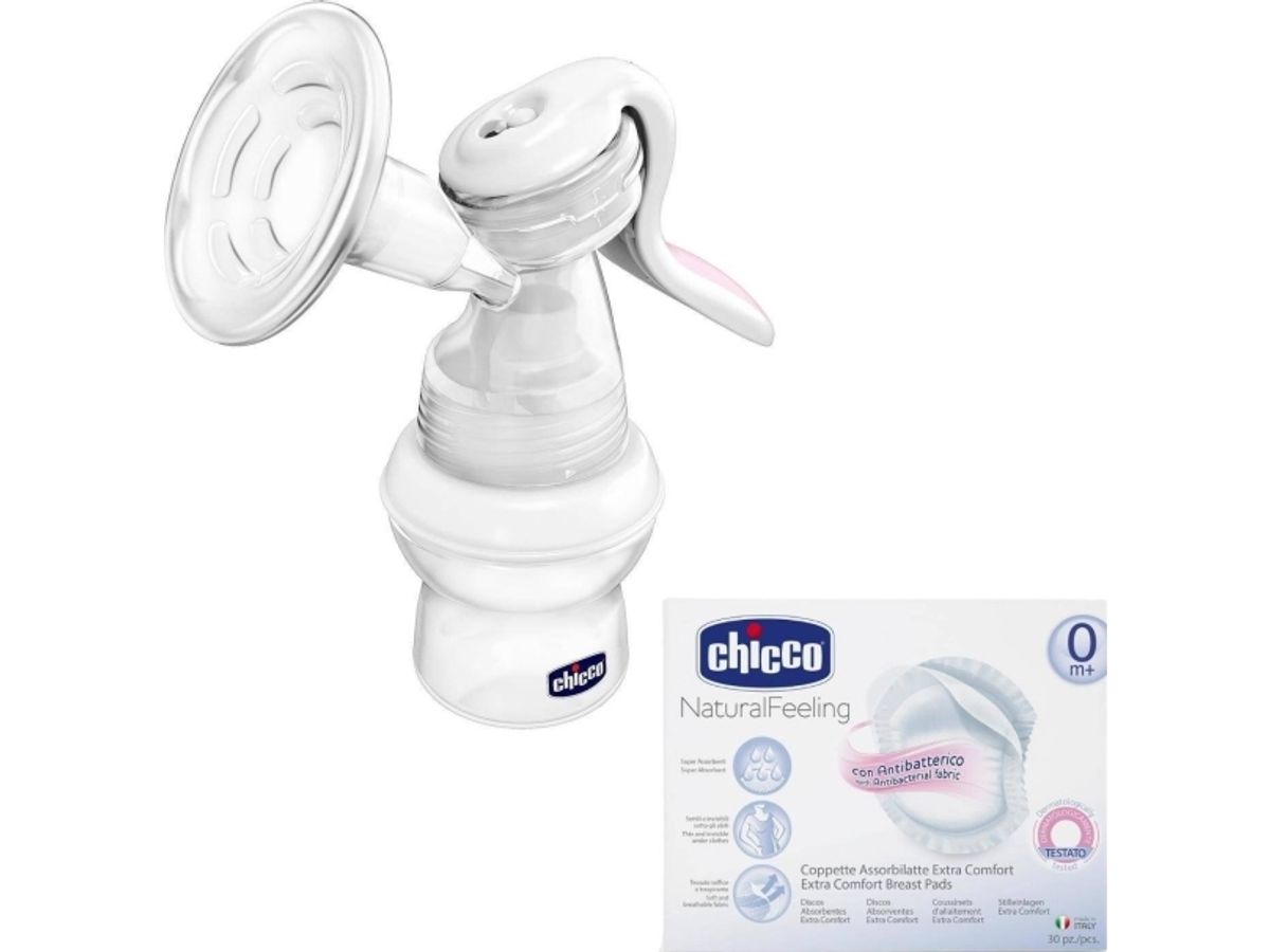 Chicco Naturalfeeling Manual Breast Pump 79890 + Breast Pads 60Pcs