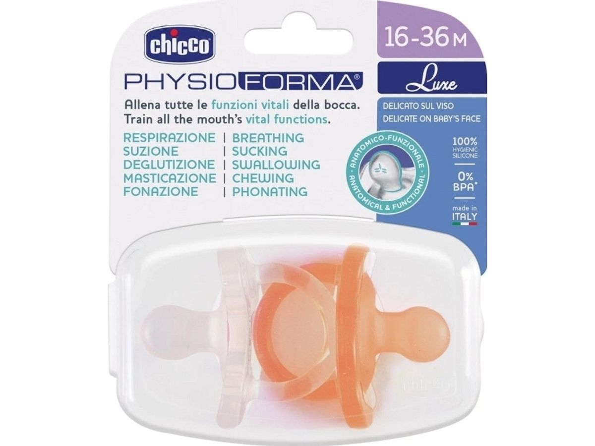 Chicco_Physioforma Luxe Silikonesut 16-36M Orange, Klar 2 Stk.