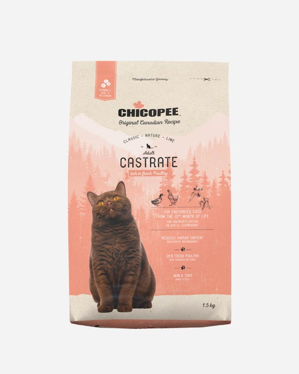 Chicopee Classic Nature Line Cat Castrate - Fjerkræ - 1.5 kg