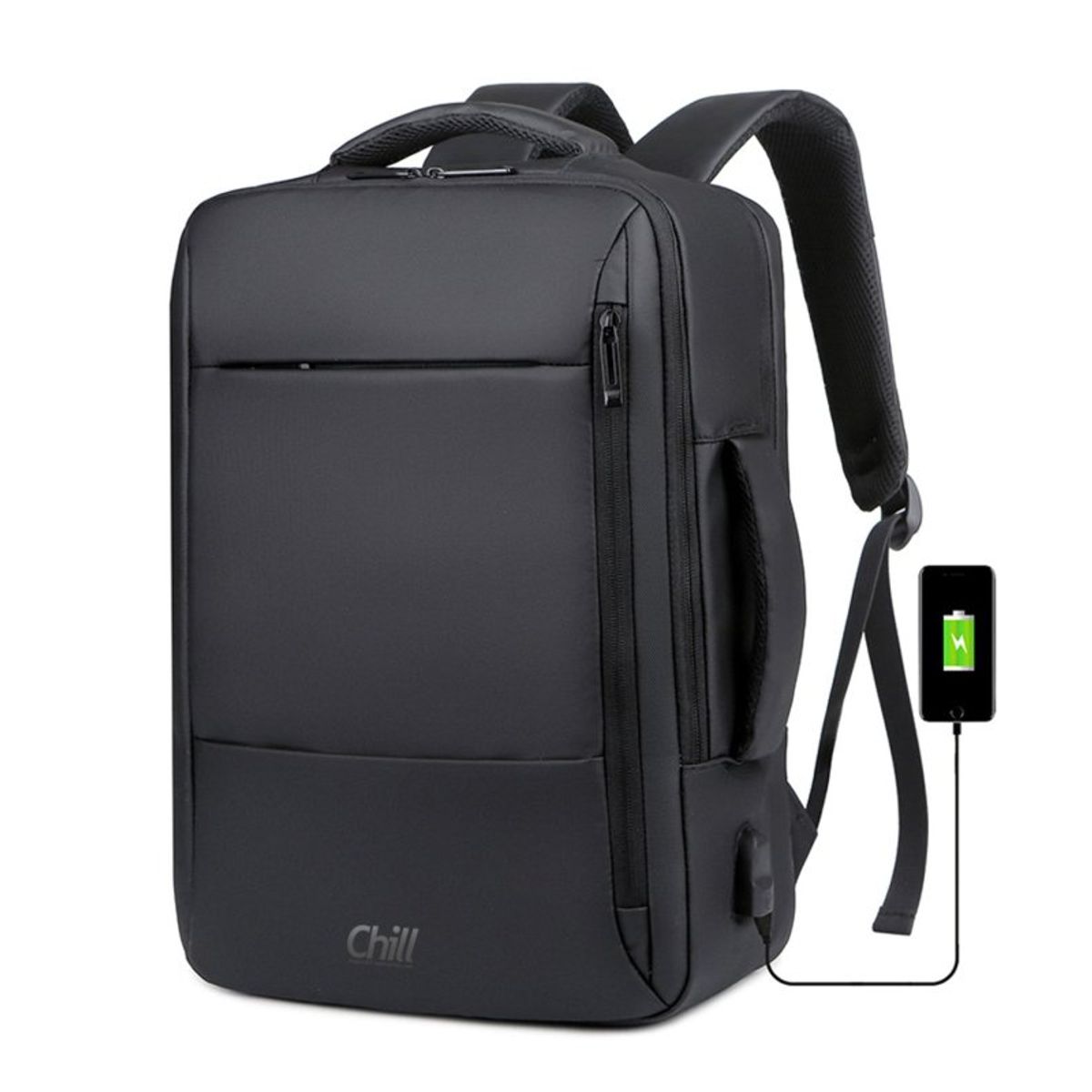 Chill Voyage vandafvisende Rygsæk / Backpack, USB, Sort