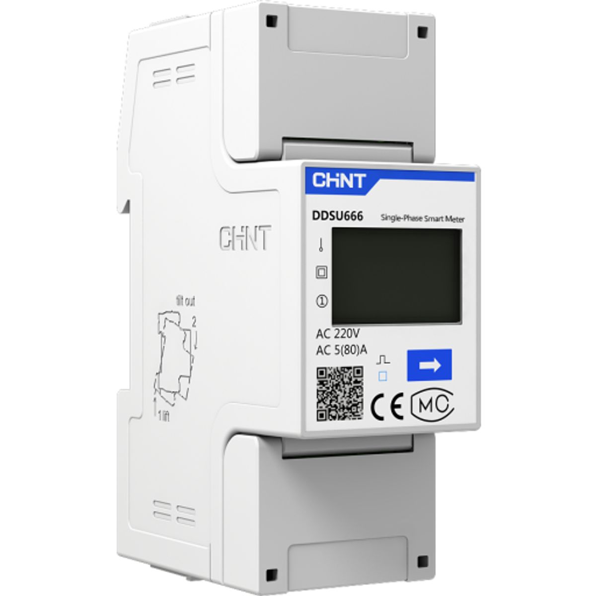 Chint KWH måler 1-faset 0-6A, MID, strømtrafo, klasse 1 RS485/Modbus