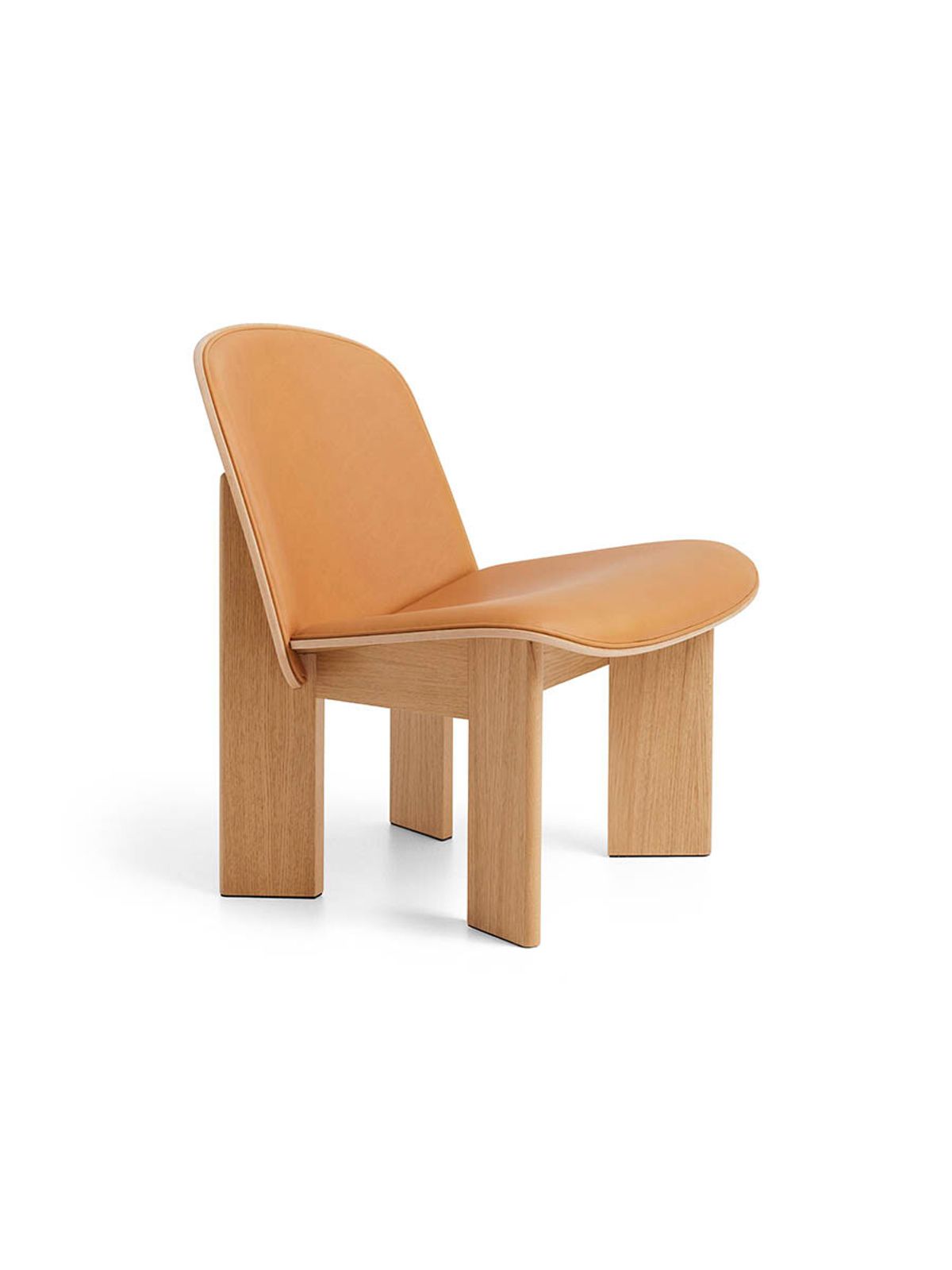 Chisel Lounge Chair m/polstring fra Hay (Lakeret eg / Sense Cognac Læder)