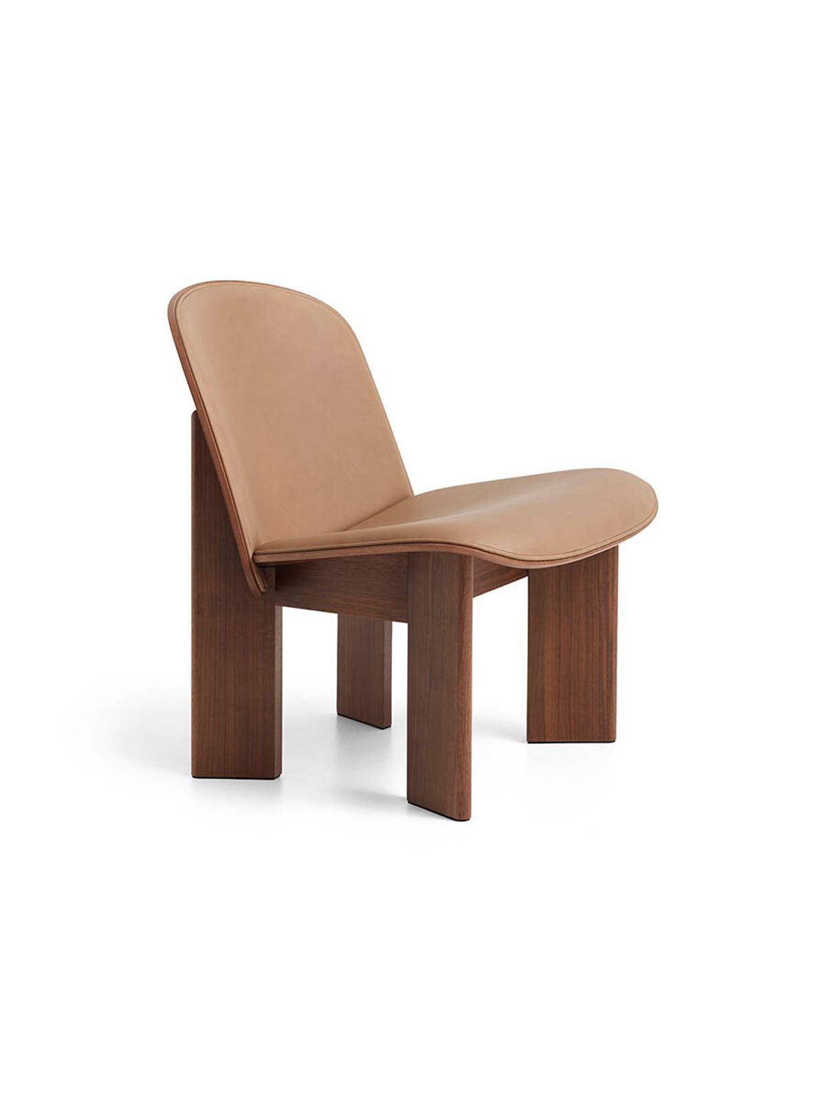 Chisel Lounge Chair m/polstring fra Hay (Lakeret valnød / Sense Nougat Læder)