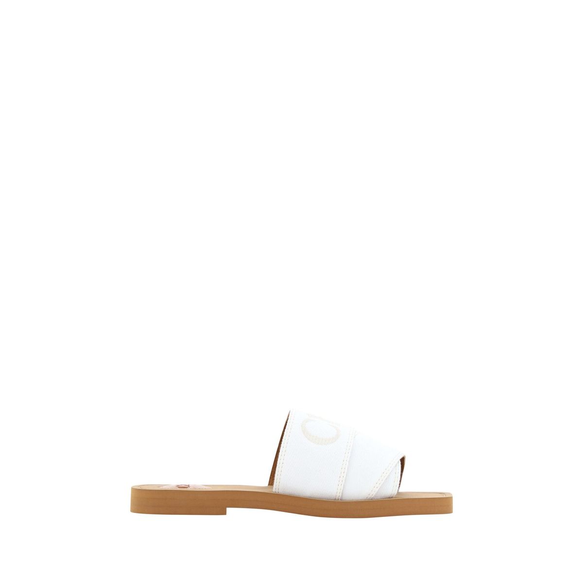 Chloé Elegant White Cotton Slide Sandalers