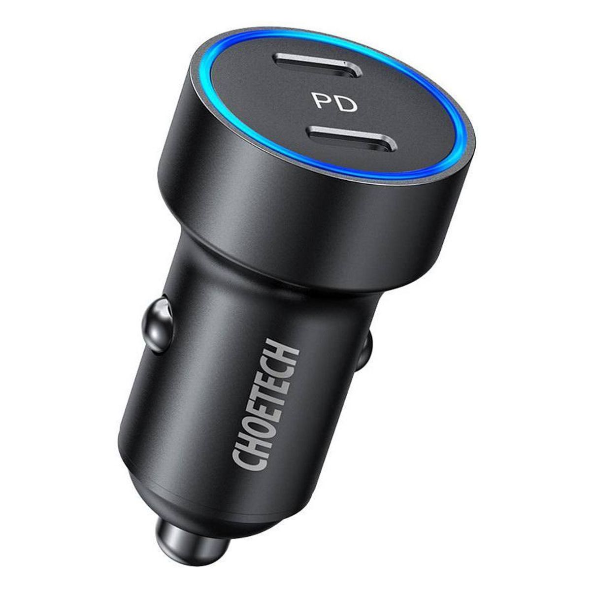 Choetech 36W 2-Port USB-C PD Car Charger, Sort