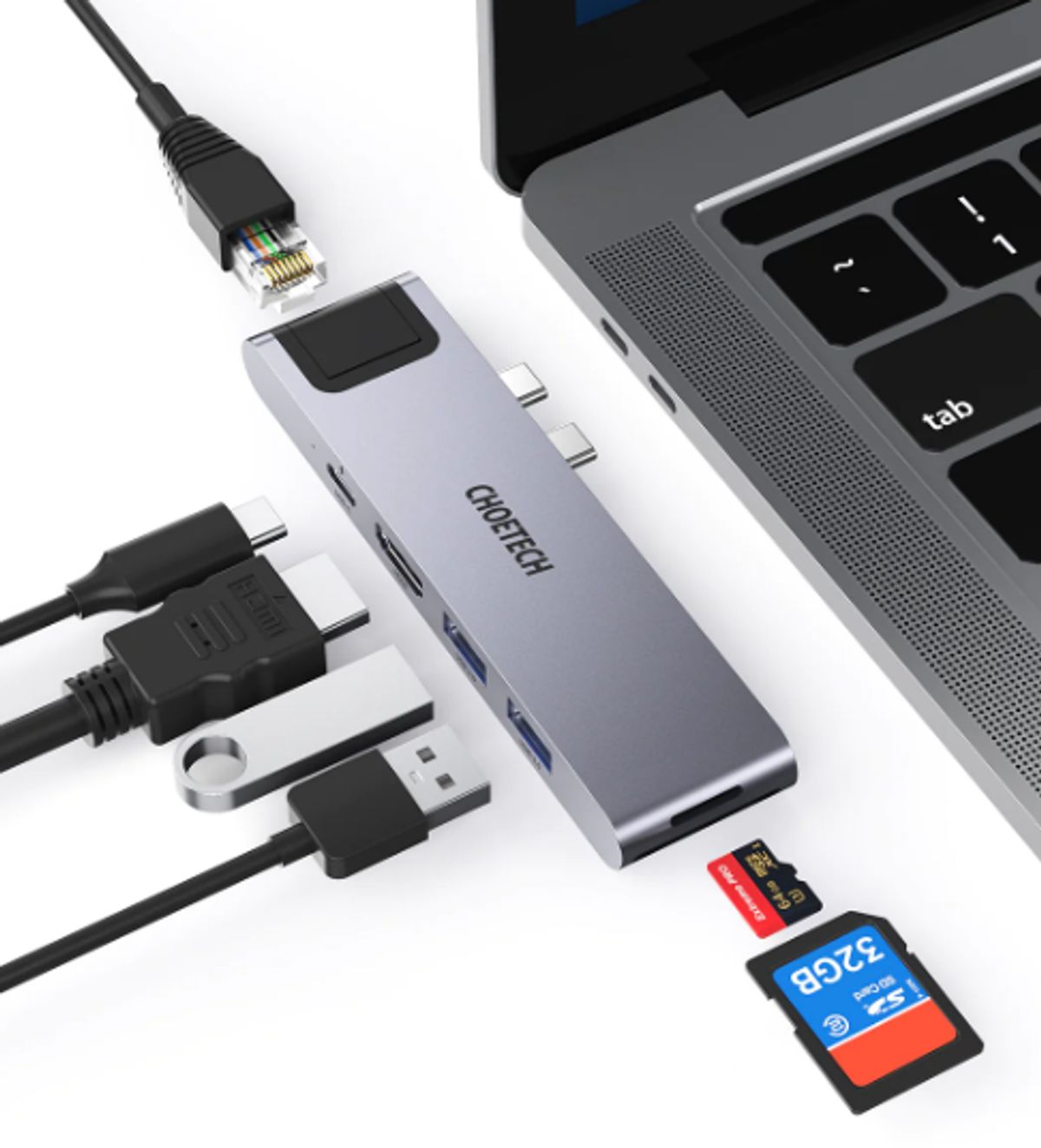 Choetech 7-i-1 USB-C Hub til MacBook Pro/Air