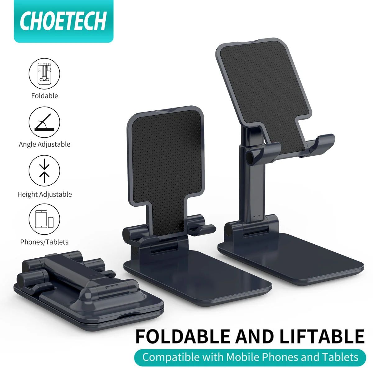 Choetech H88 foldbar telefonholder, sort