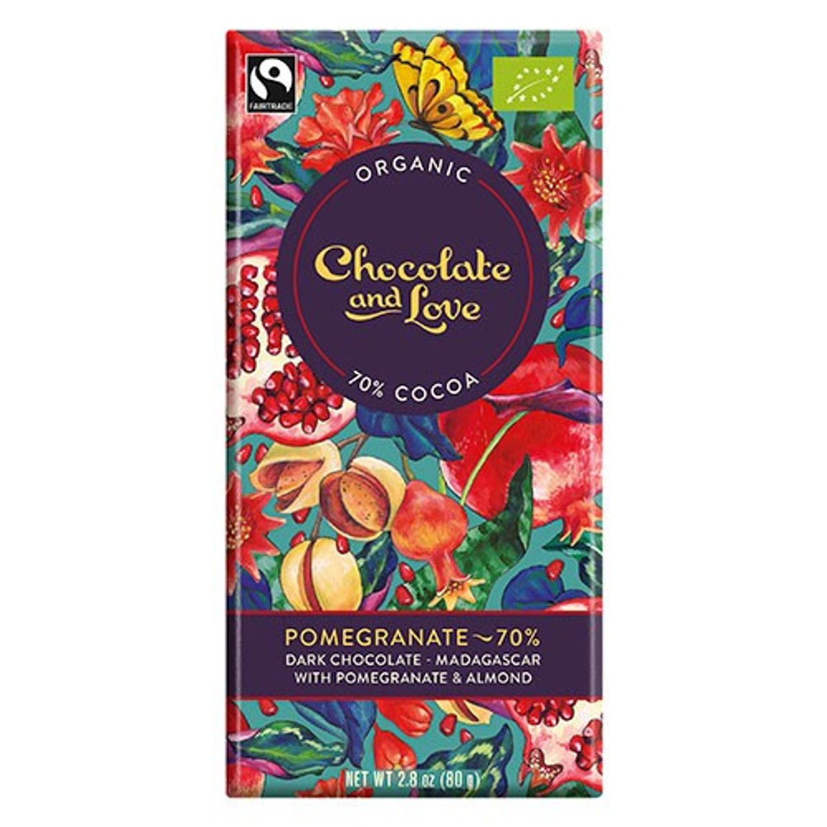 Chokolade Pomegranate 70% - 80 gram - Chocolate and Love