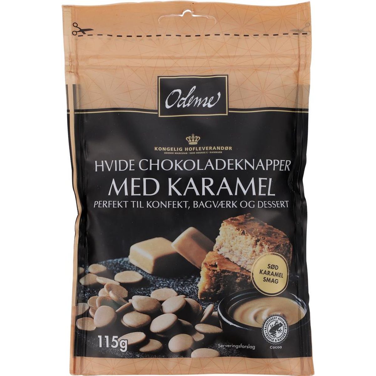 Chokoladeknapper Hvid Med Karamel 115 g