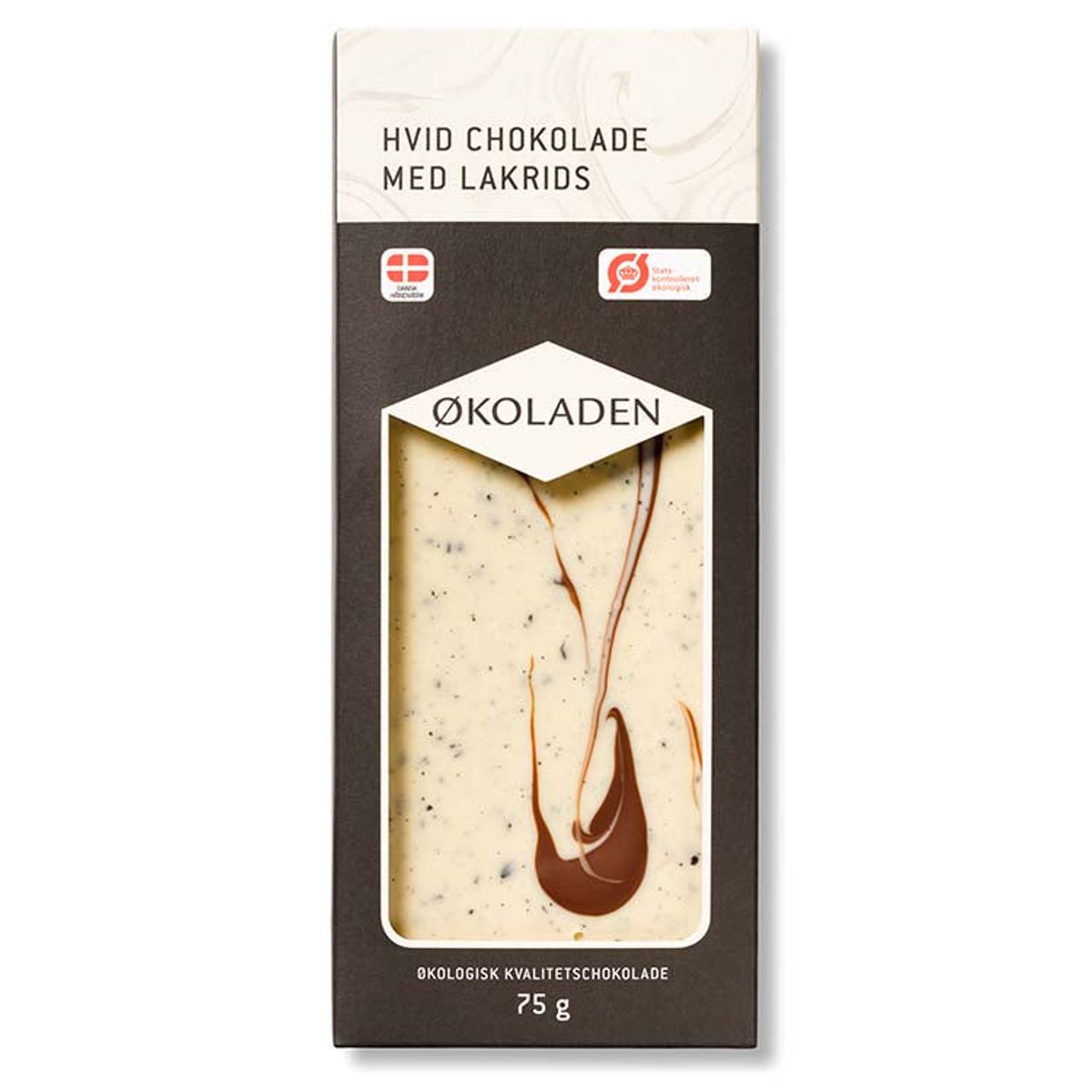 Chokoladeplade, Hvid chokolade med lakrids - Økoladen