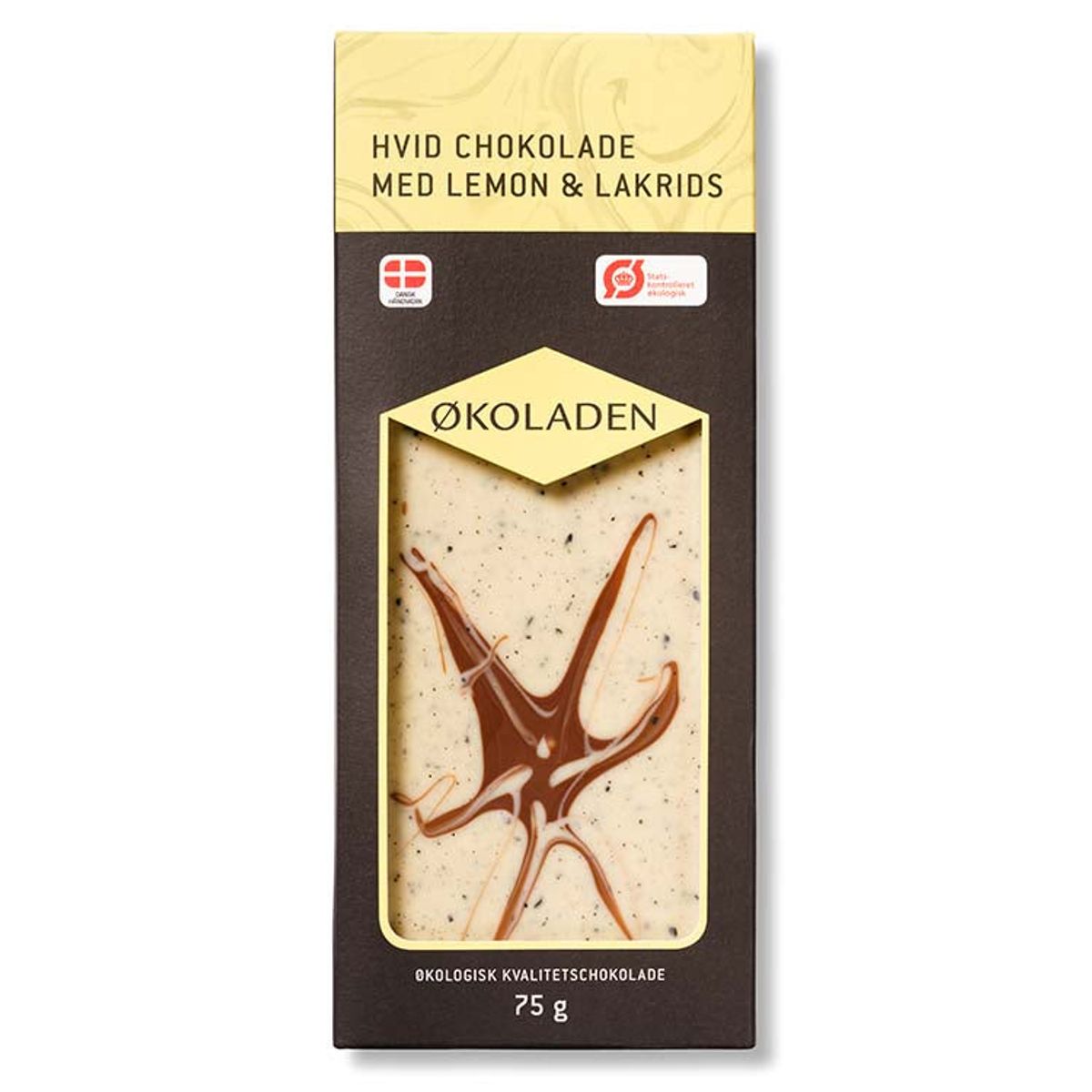 Chokoladeplade, Hvid chokolade med lemon og lakrids - Økoladen