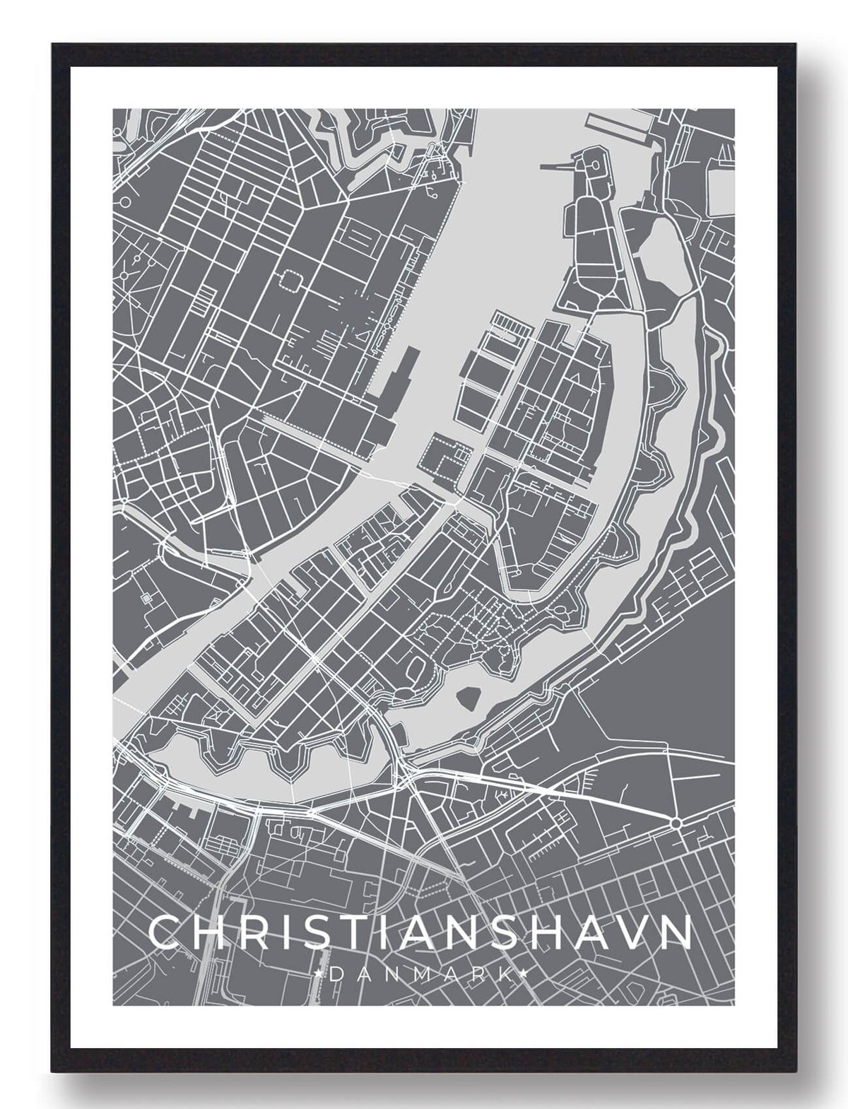 Christianshavn by plakat - grå (Størrelse: L - 50x70cm (B2))