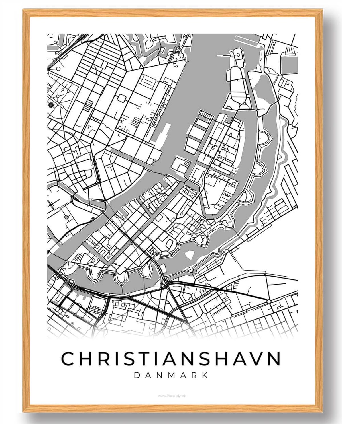 Christianshavn by plakat - hvid (Størrelse: L - 50x70cm (B2))