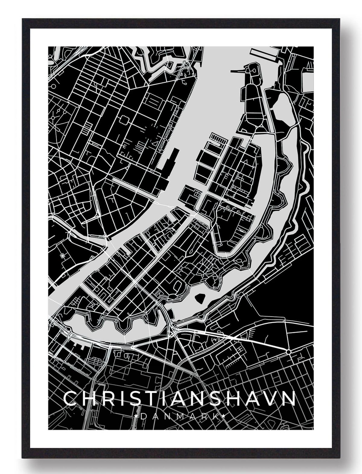 Christianshavn by plakat - sort (Størrelse: S - 21x29,7cm (A4))