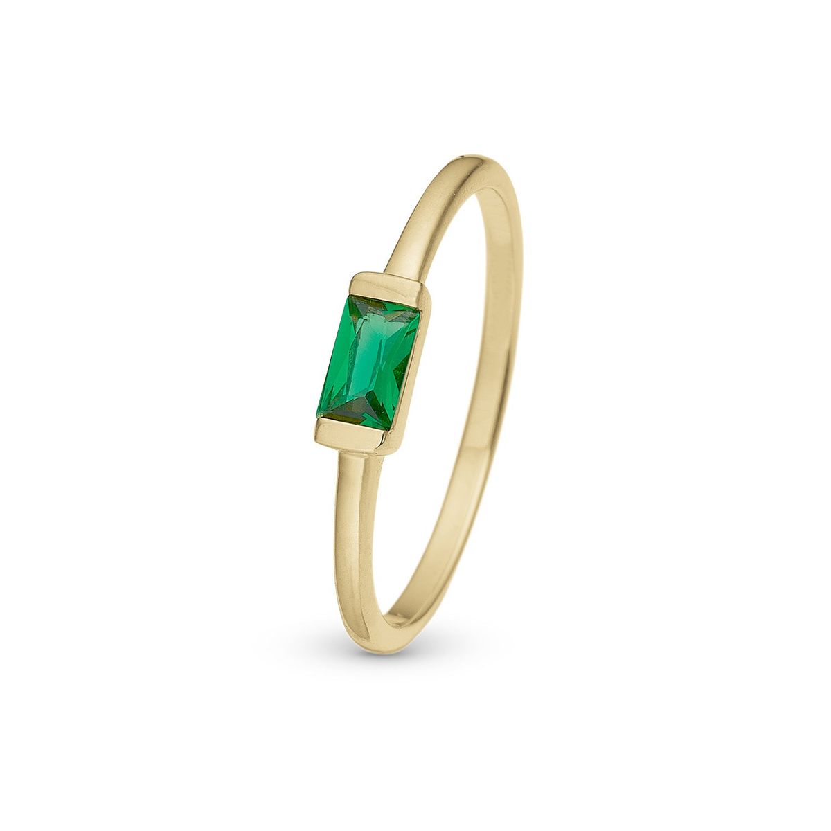 Christina Design London Jewelry & Watches - Green Single Baquette ring forgyldt sølv sterlingsølv