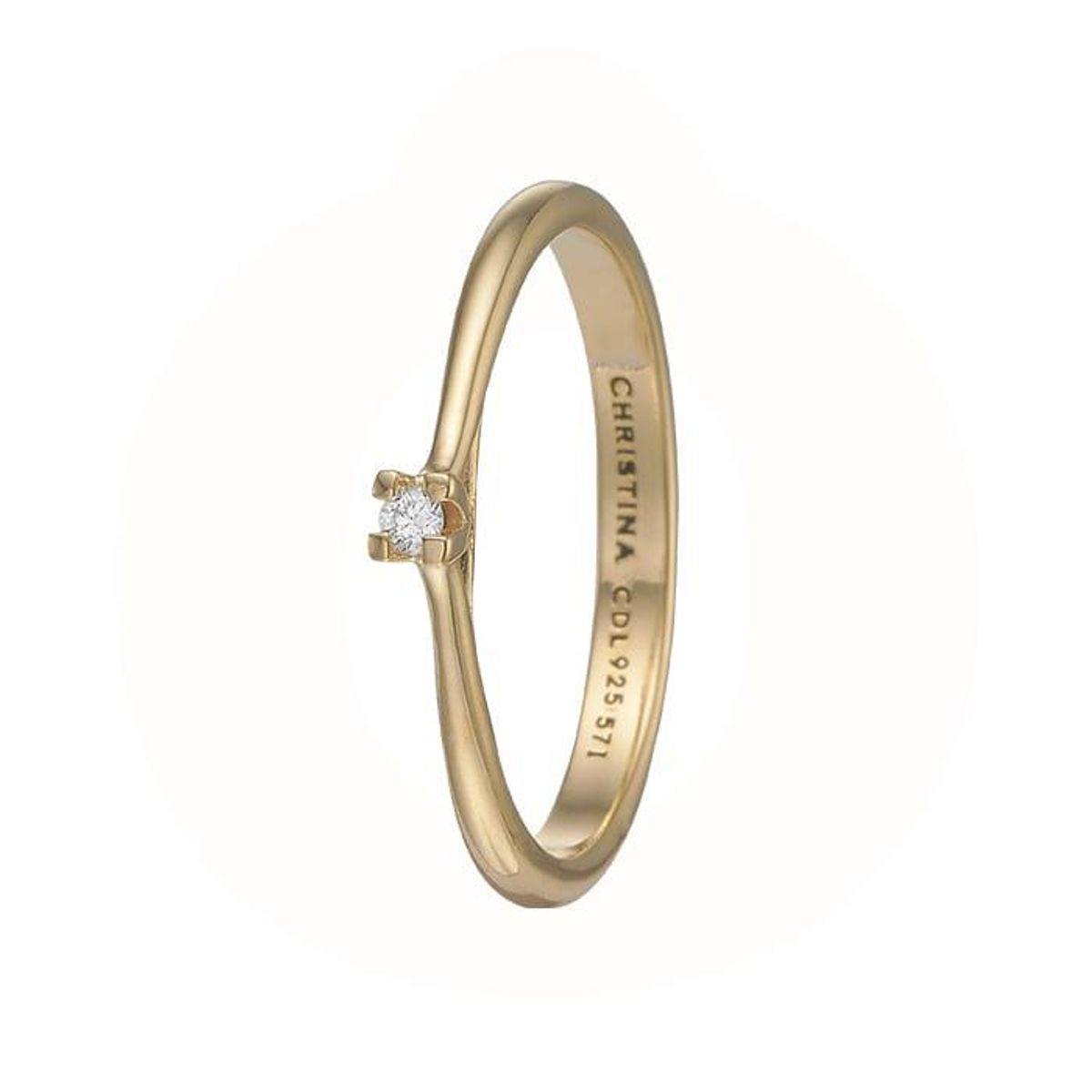 Christina Design London Jewelry & Watches - Klassisk Solitaire Ring forgyldt sølv 800-6.1.B