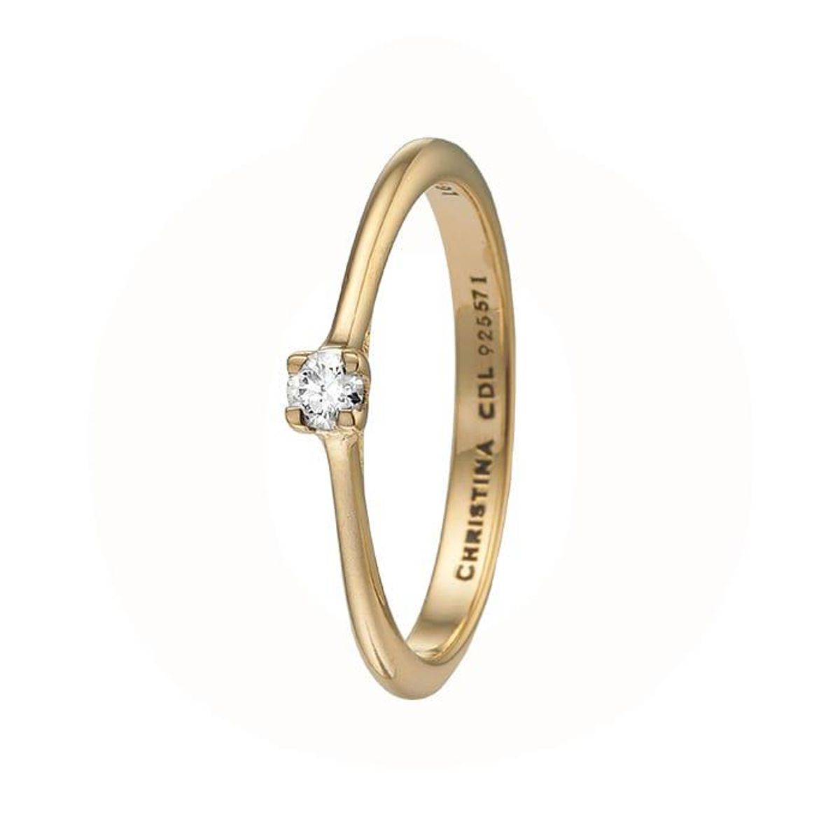 Christina Design London Jewelry & Watches - Klassisk Solitaire Ring forgyldt sølv 800-8.1.B