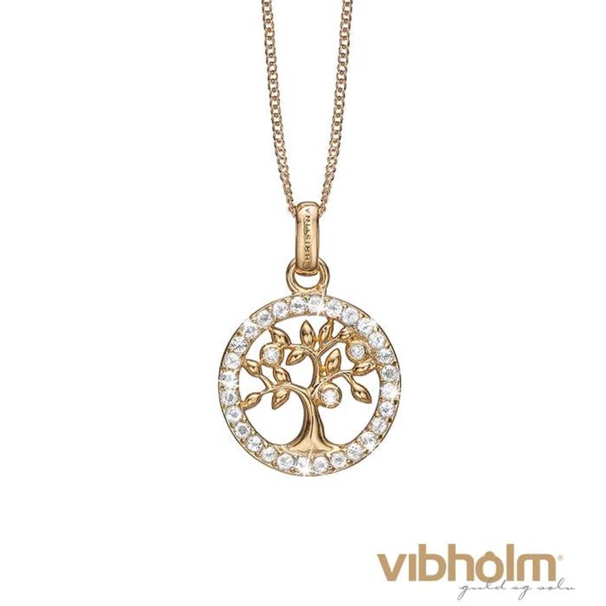 Christina Design London Jewelry & Watches - Zirkonia Tree Of Life Vedhæng forgyldt sølv 680-G54