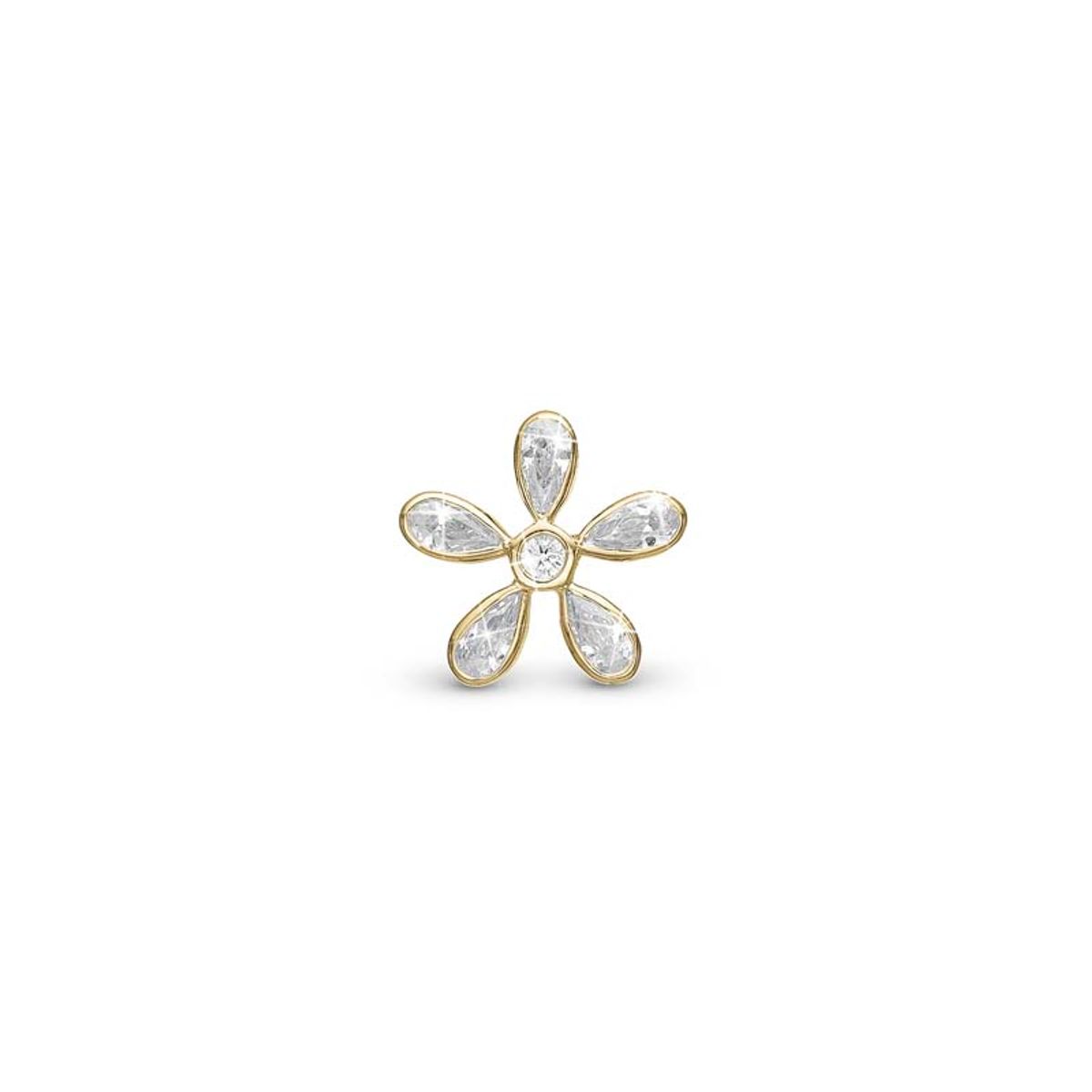 Christina Jewelry Magical white Flower forgyldt charm til sølvarmbånd og læderarmbånd på 4 mm