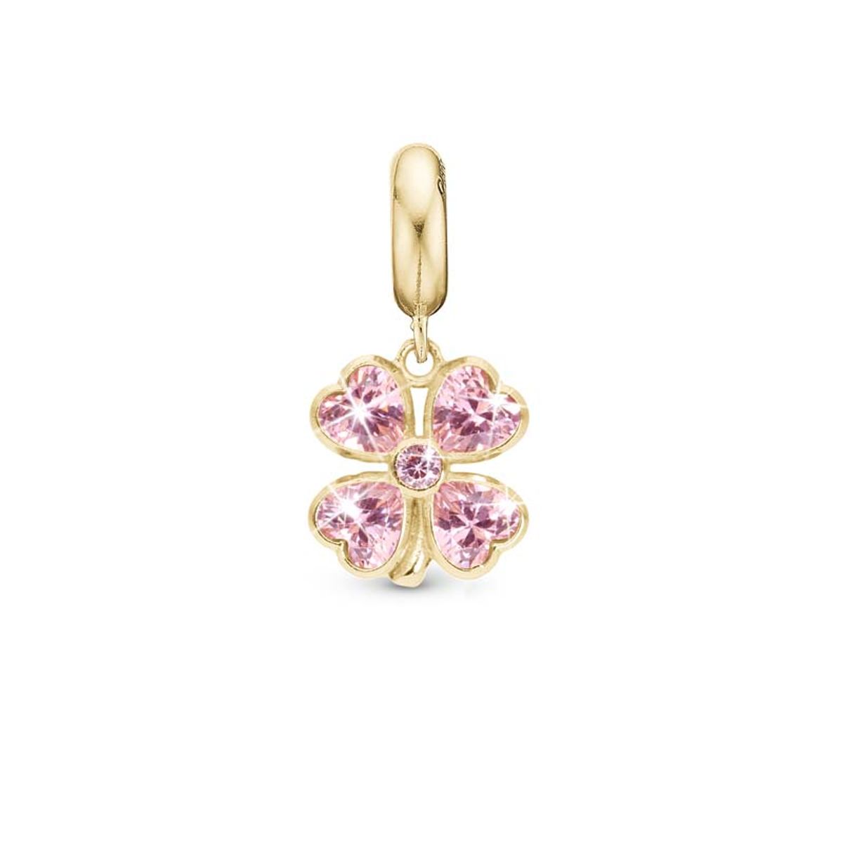 Christina Jewelry Pink Heart Clover forgyldt charm til sølvarmbånd på 4 mm