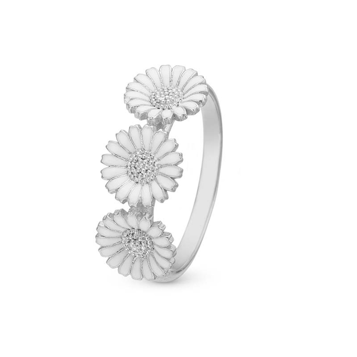 Christina Jewelry Triple Marguerite ring i sølv