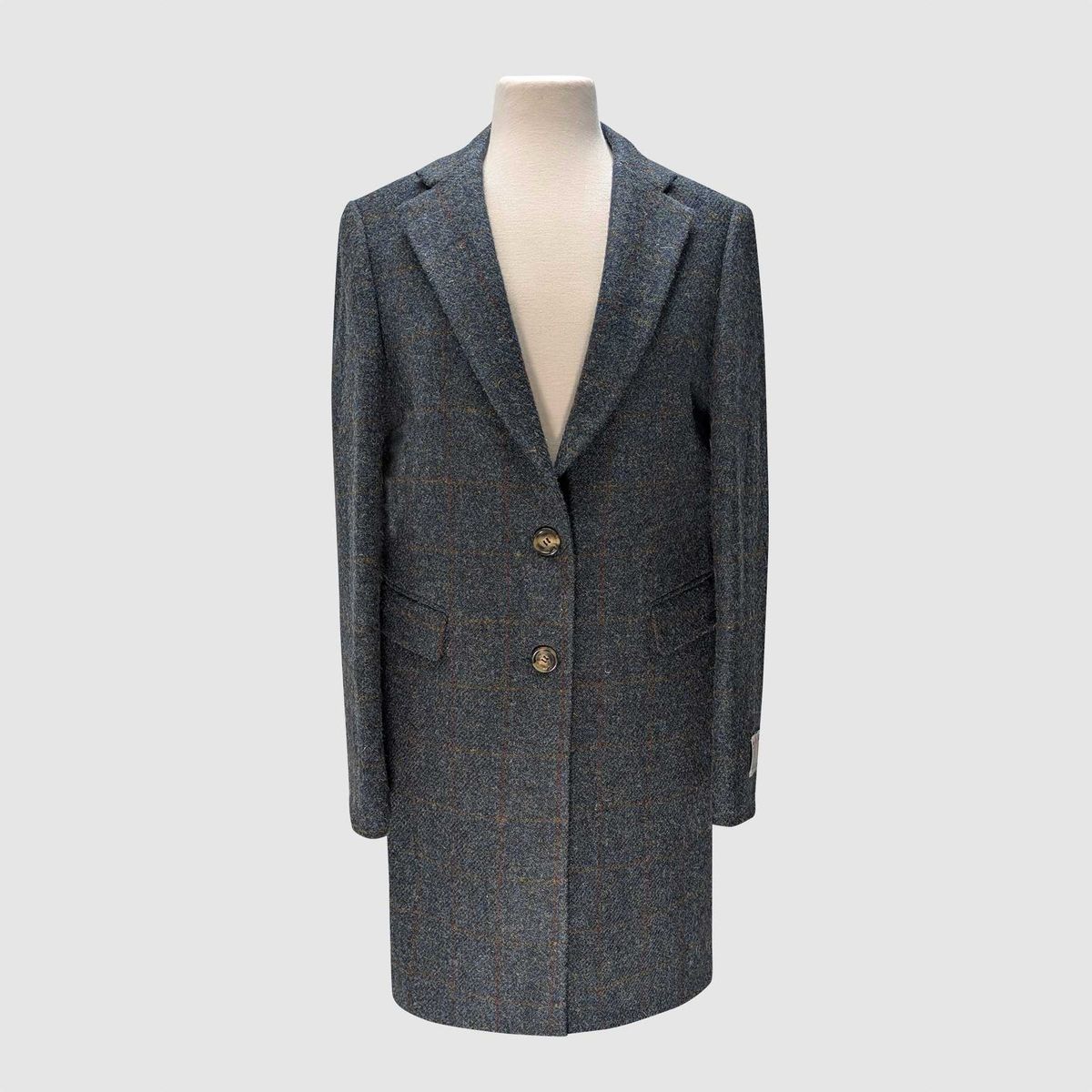 Christine Ladies Coat frakke af Harris Tweed, blue multi check - 12 (M)