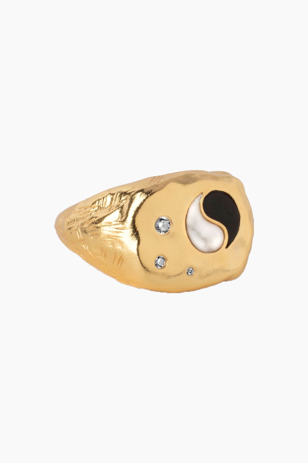 Chunky Yin Yang Ring - Gold - Enamel - Guld 50