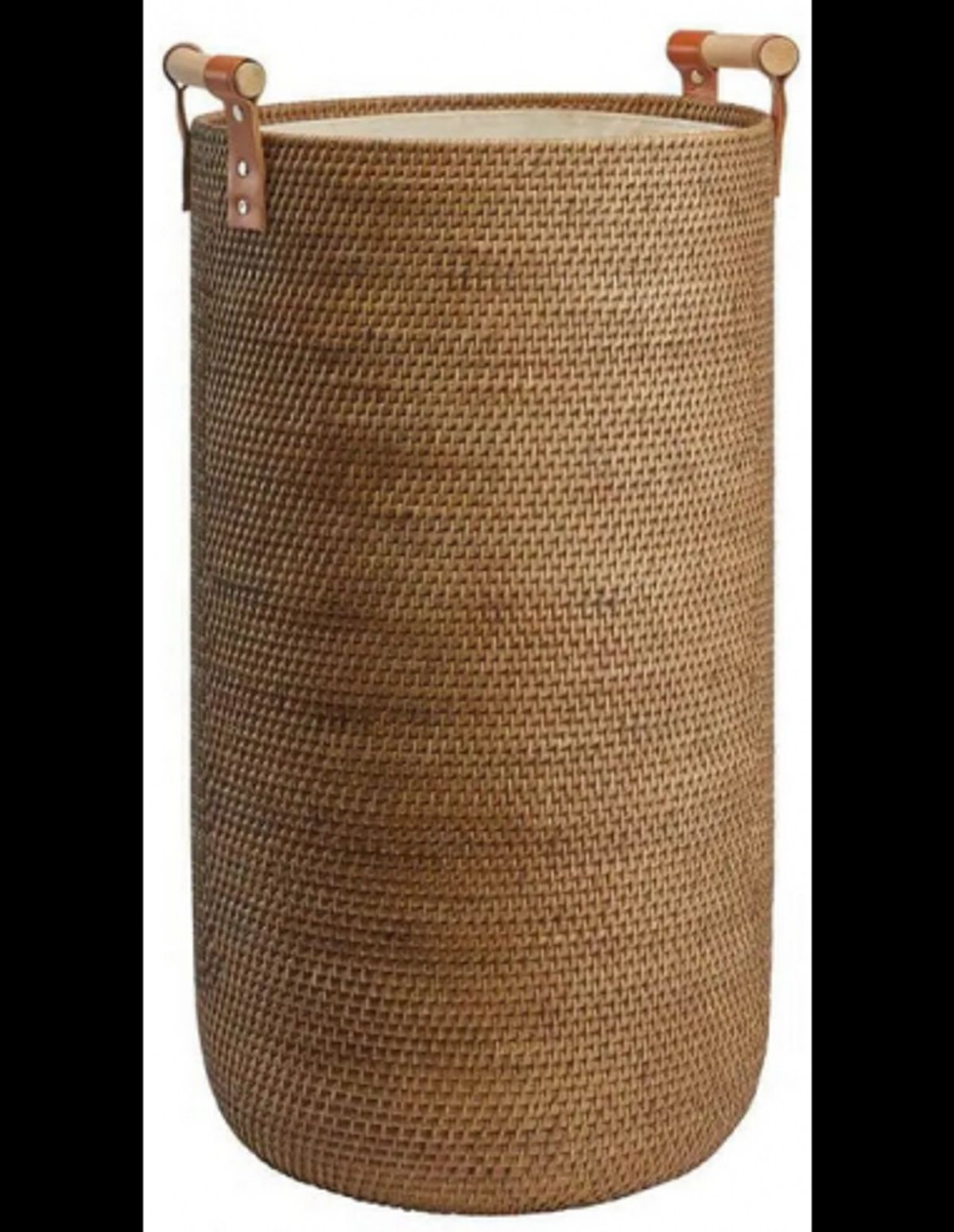 CINO Vasketøjskurv i rattan H60 x Ø35 cm - Ingefær