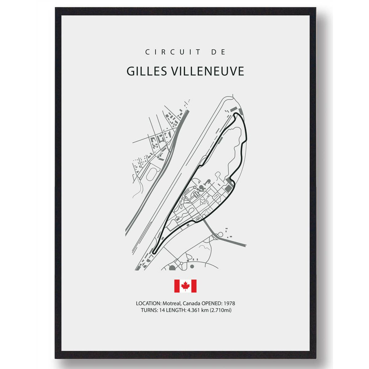 Circuit Gilles Villeneuve - Formel 1 lys plakat (Størrelse: L - 50x70cm (B2))