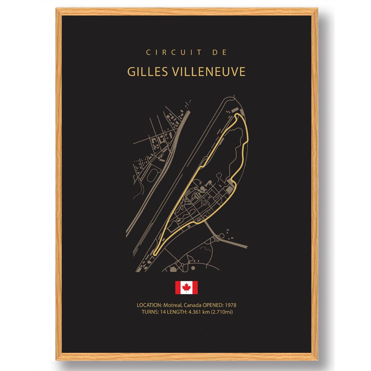 Circuit Gilles Villeneuve - Formel 1 mørk plakat (Størrelse: L - 50x70cm (B2))