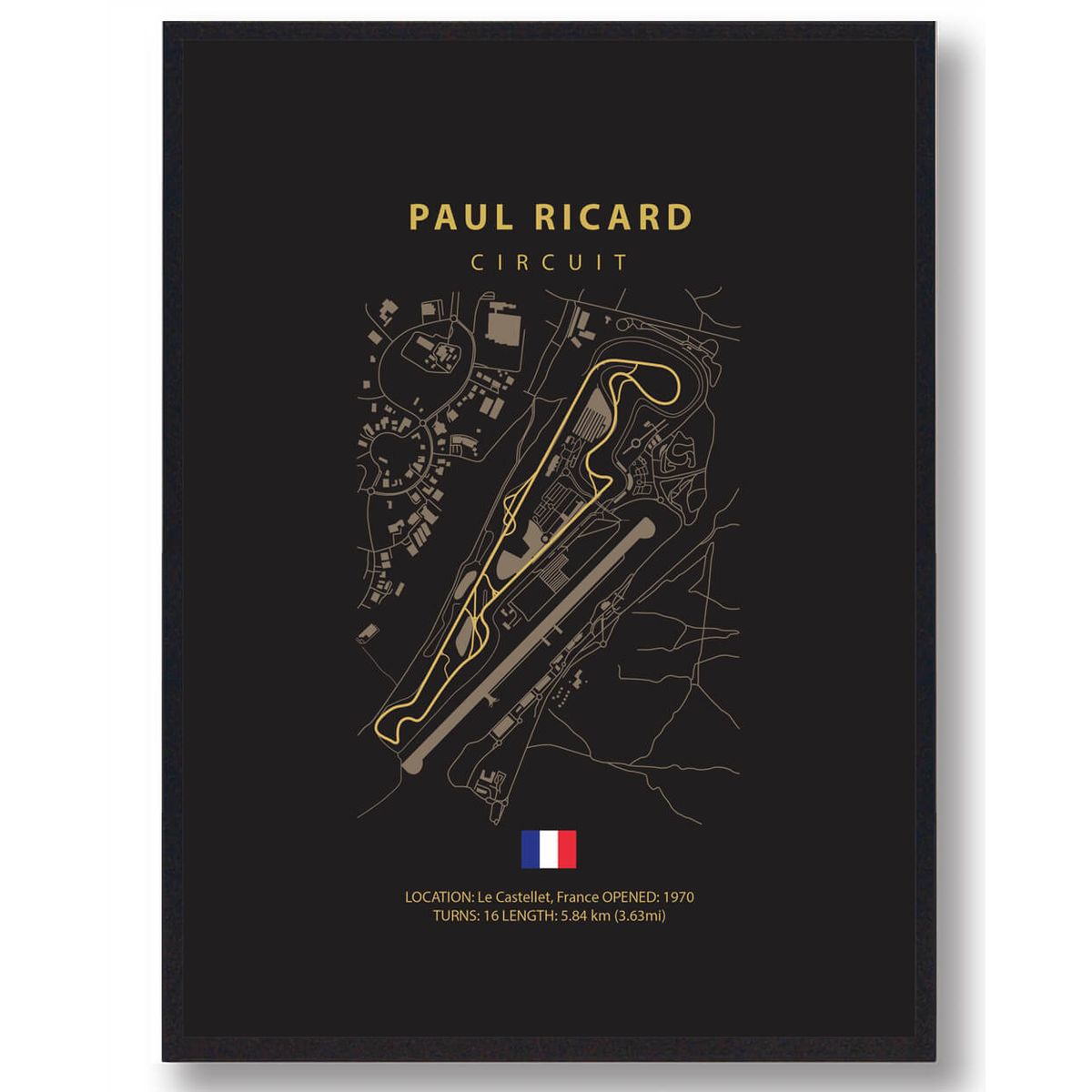 Circuit Paul Ricard - Formel 1 mørk plakat (Størrelse: S - 21x29,7cm (A4))